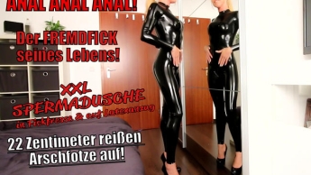 22 Zentimeter sprengen Latex-3Loch-Schlampe! XXL Spermadusche!