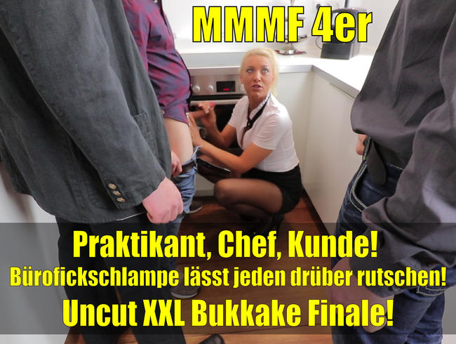 Büro-Fick-Orgie mit XXL Bukkake Finale! MMMF 4-ER