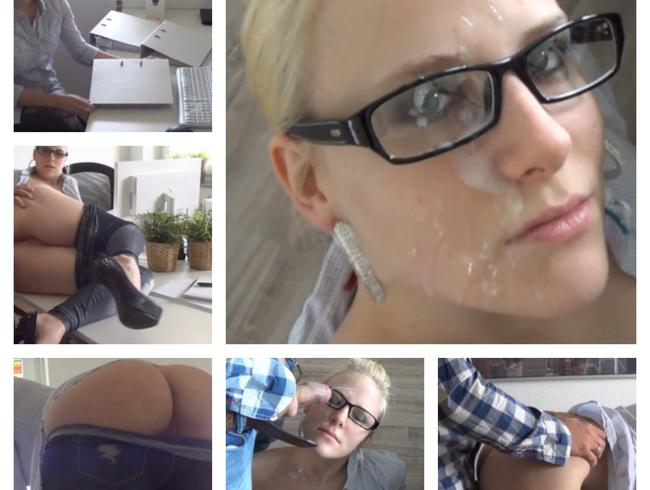 Chef hat mich im Büro benutzt und auf Brille gespritzt