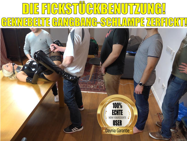 Die Fickstückbenutzung | Geknebelte Gangbang-Schlampe zerfickt!