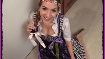 Dirndl-Schlampe schluckt dein Sperma!