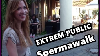 EXTREM PUBLIC! Blowjob & Spermawalk durch die Menge!