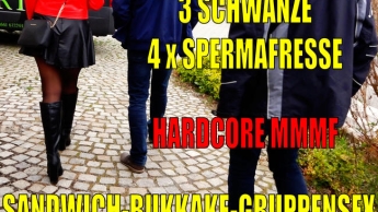 EXTREM! SANDWICH-BUKKAKE-GRUPPENSEX | 3 Schwänze – 4 x SPERMAFRESSE – ALLE LÖCHER! MMMF