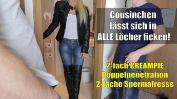 Hardcore Cousinchen lässt sich in alle Löcher ficken! 3-ER MMF