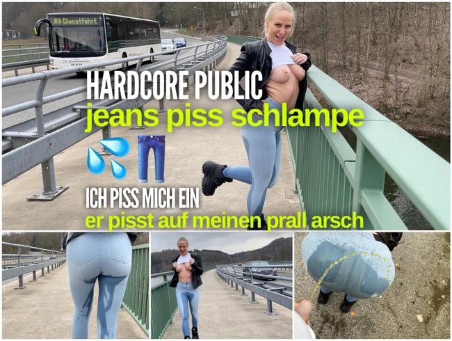 Hardcore Public JEANS PISS | Ich piss mich ein, er pisst auf meinen Prall Arsch