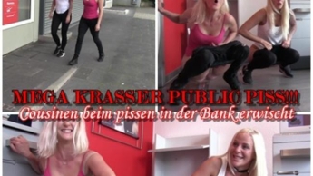 MEGA KRASSER PUBLIC PISS!!! Cousinen beim pissen in der Bank erwischt!