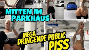 Mitten im Parkhaus | Mega dringende PUBLIC PISS Überflutung