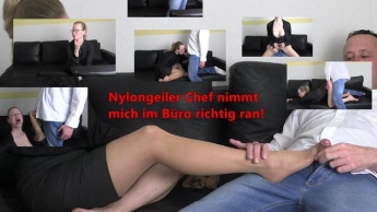 Nylongeiler Chef nimmt mich im Büro richtig ran!