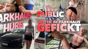 PARKHAUS-HURE | Public mitten im Parkhaus gefickt mit mega Facial