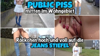 PUBLIC PISS im Wohngebiet | Voll auf die JEANS STIEFEL gepisst