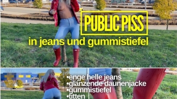 Public Piss| Natursekt Flut in Jeans und Gummistiefel