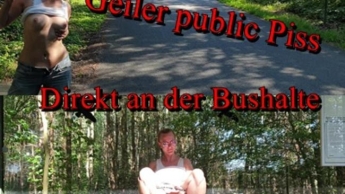 Public Piss an der Bushaltestelle