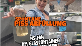 Spontane PUBLIC PISS Abfüllung | Fan am Glas Container getroffen