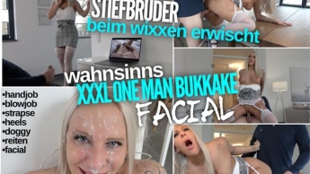 Stiefbruder beim wixxen ERWISCHT | wahnsinns XXXL one man bukkake FACIAL