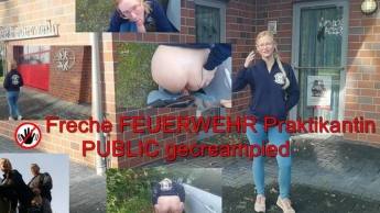 Unschuldige Feuerwehr Praktikantin public gecreampied