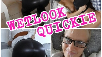 Wetlook Leggings Quickie mit krassem Facial