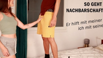So geht Nachbarschaftshilfe! Er hilft mit meiner Stange, ich mit seiner!