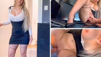 Die Creampie Sekretärin – in High Heels auf dem Schreibtisch gefickt!