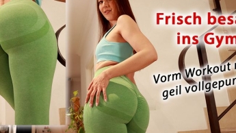 Frisch besamt ins Gym! Vorm Workout noch geil vollgepumpt!!